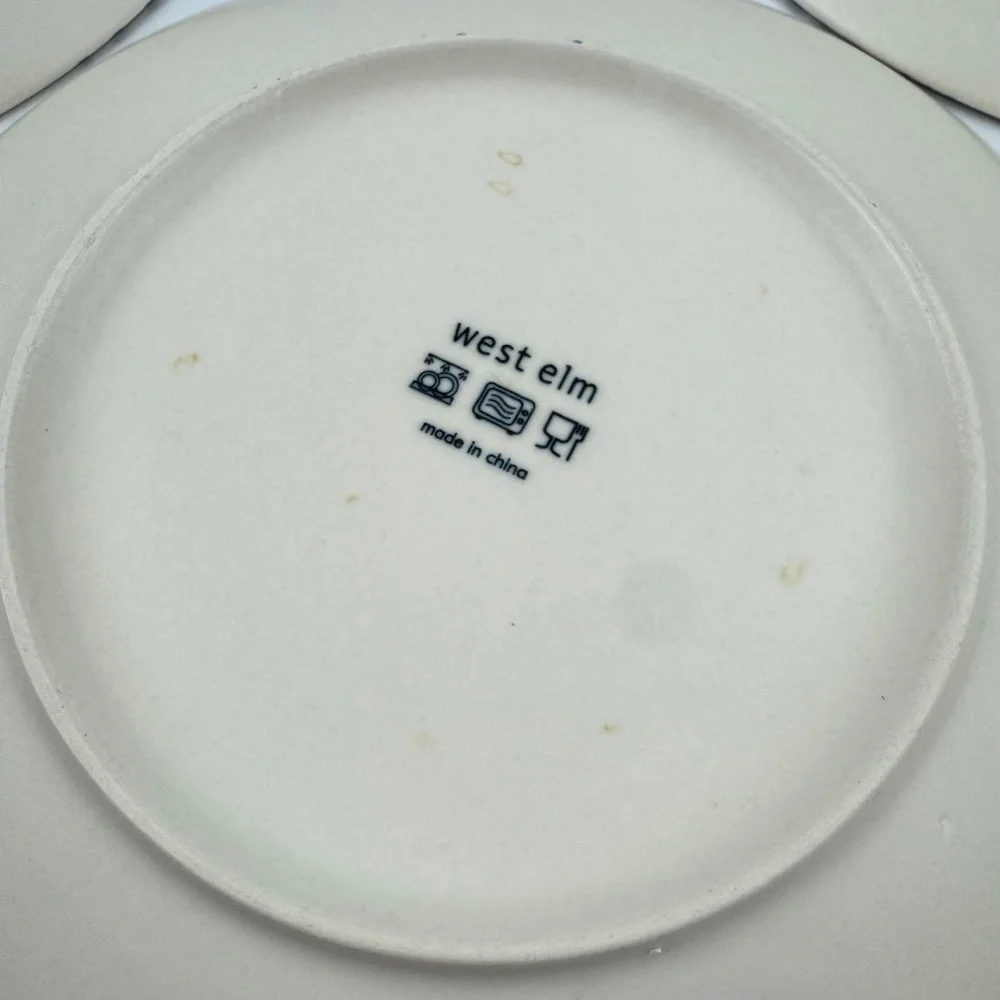 RARE West Elm Black Origin Plaid Salad Plate and Bowl Set Stoneware 8pcs Total
